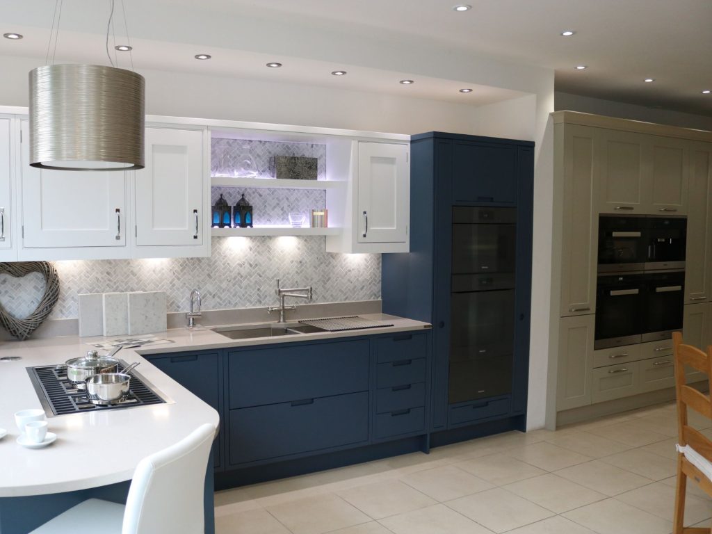Chiswick white and blue kitchen doors