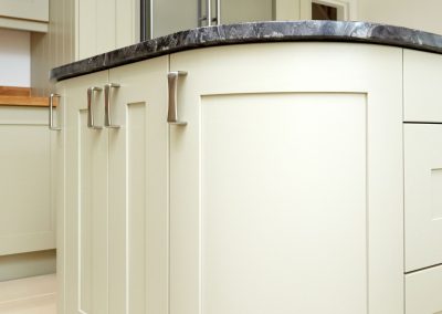 White curved door with marble top